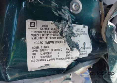 1998 Chevrolet C1500 Fleetside from USA, damaged, VIN 1GCEC14M7WZ119801